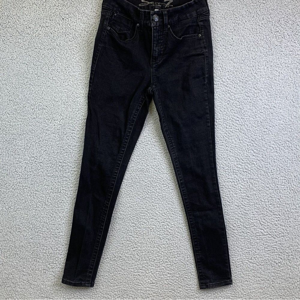 Seven For All Mankind Womens Hi Rise‎ Skinny Black Sz 2 Measures 23x28
